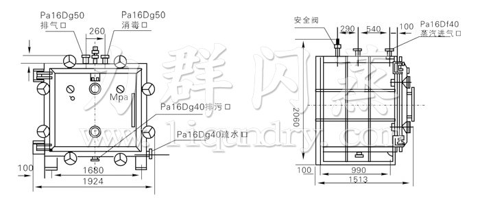 方形（xíng）靜態真（zhēn）空幹（gàn）燥機結構示意圖（tú）
